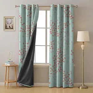 Coral Blue Digital Geometric Print curtain