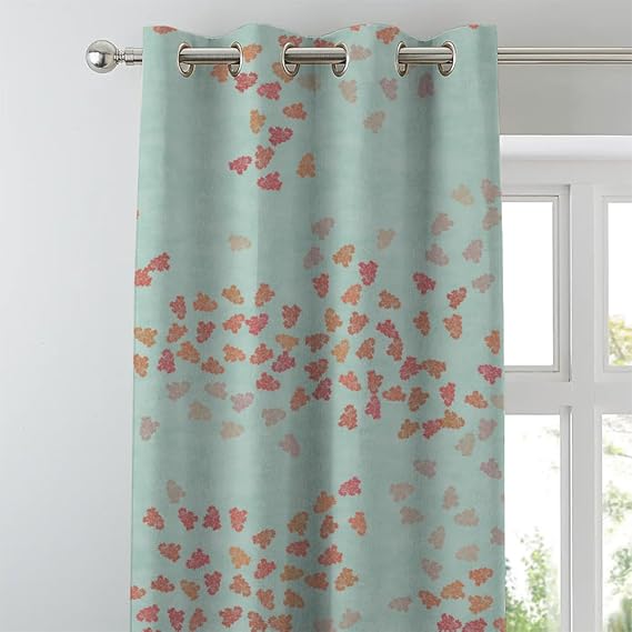 Coral Blue Digital Geometric Print curtain